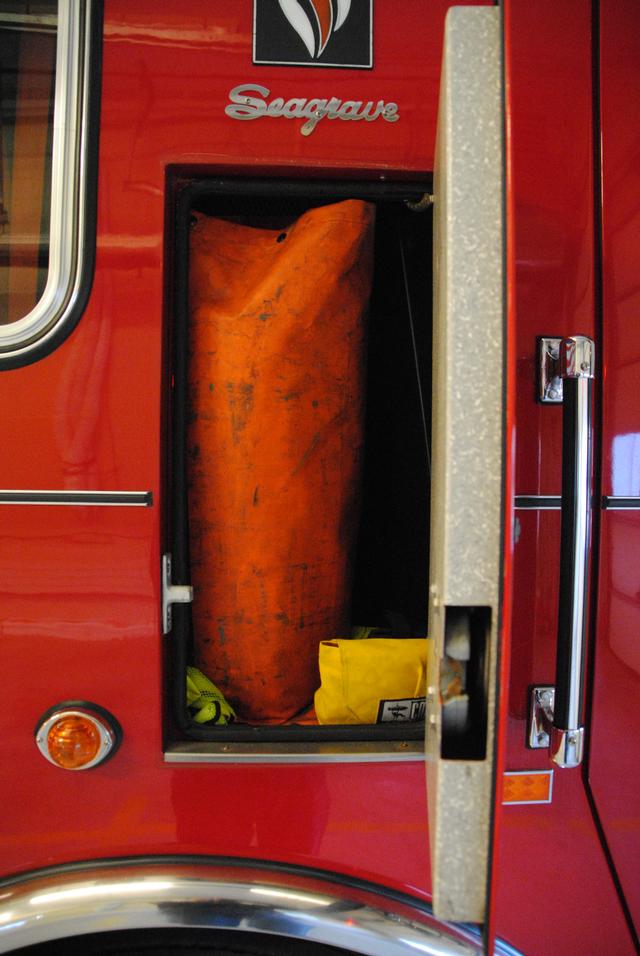 Engine 192's Officer-side cab compartment containing: 